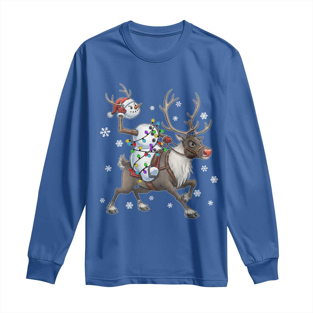 Funny Snowman Headless Horseman Long Sleeve Shirt Christmas Halloween Gift TS12 Royal Blue Print Your Wear