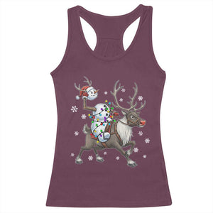 Funny Snowman Headless Horseman Racerback Tank Top Christmas Halloween Gift TS12 Maroon Print Your Wear