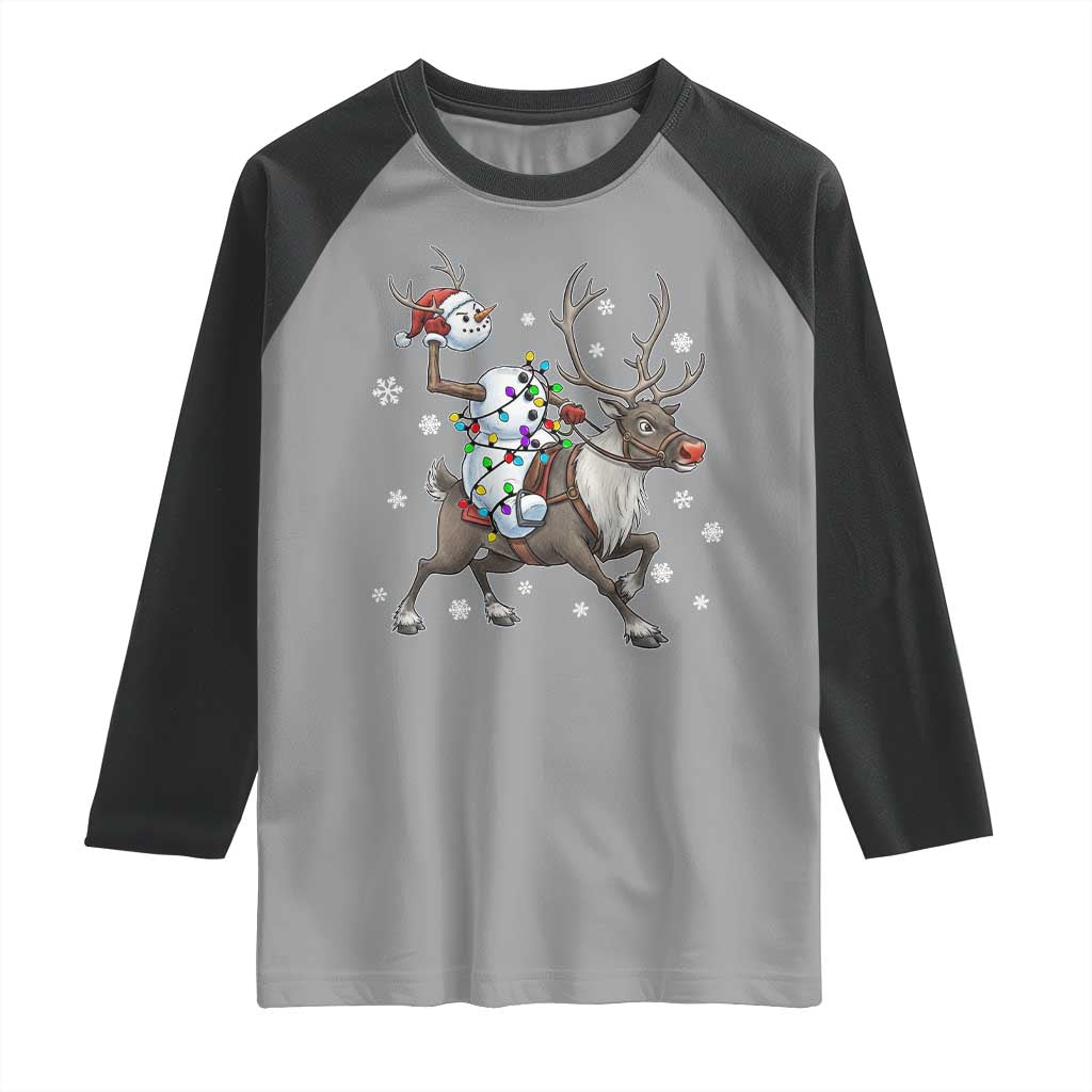 Funny Snowman Headless Horseman Raglan Shirt Christmas Halloween Gift TS12 Sport Gray Black Print Your Wear