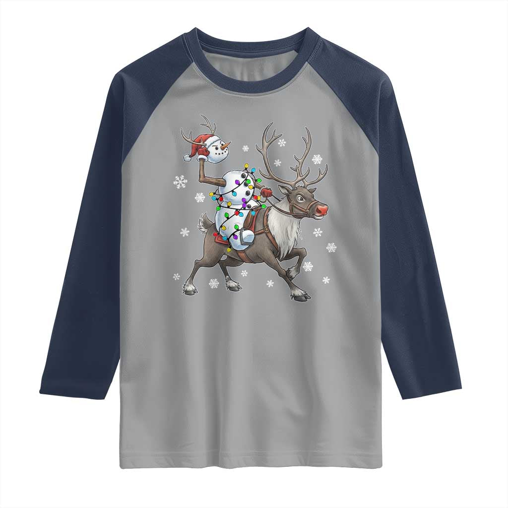 Funny Snowman Headless Horseman Raglan Shirt Christmas Halloween Gift TS12 Sport Gray Navy Print Your Wear