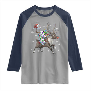 Funny Snowman Headless Horseman Raglan Shirt Christmas Halloween Gift TS12 Sport Gray Navy Print Your Wear