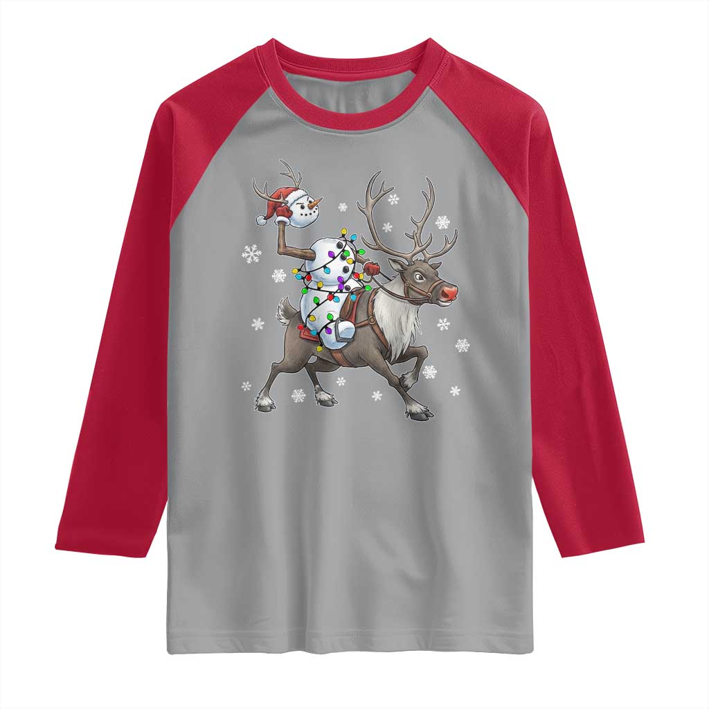Funny Snowman Headless Horseman Raglan Shirt Christmas Halloween Gift TS12 Sport Gray Red Print Your Wear