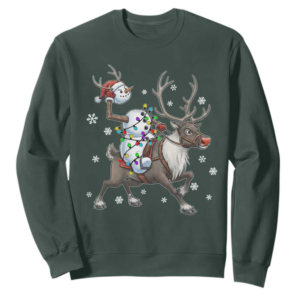 Funny Snowman Headless Horseman Sweatshirt Christmas Halloween Gift TS12 Dark Forest Green Print Your Wear