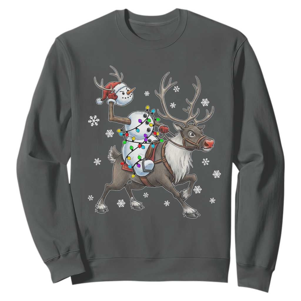 Funny Snowman Headless Horseman Sweatshirt Christmas Halloween Gift TS12 Dark Heather Print Your Wear