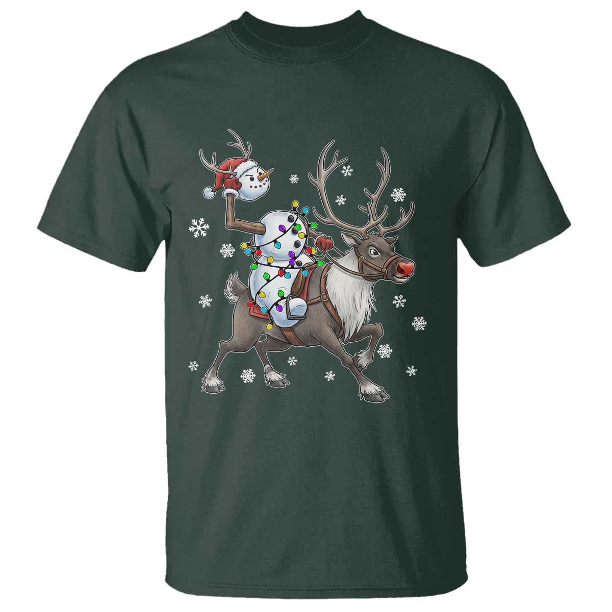 Funny Snowman Headless Horseman T Shirt Christmas Halloween Gift TS12 Dark Forest Green Print Your Wear