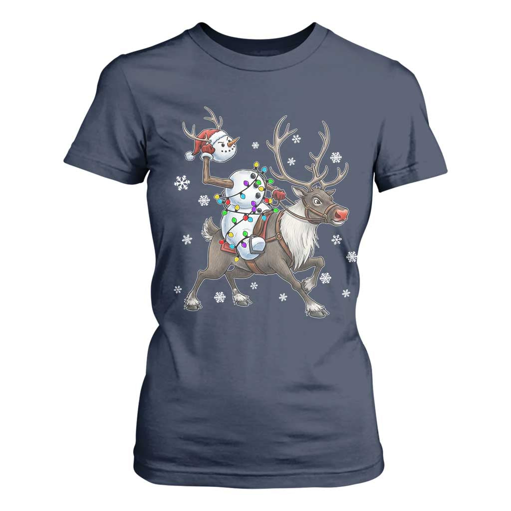 Funny Snowman Headless Horseman T Shirt For Women Christmas Halloween Gift TS12 Navy Print Your Wear