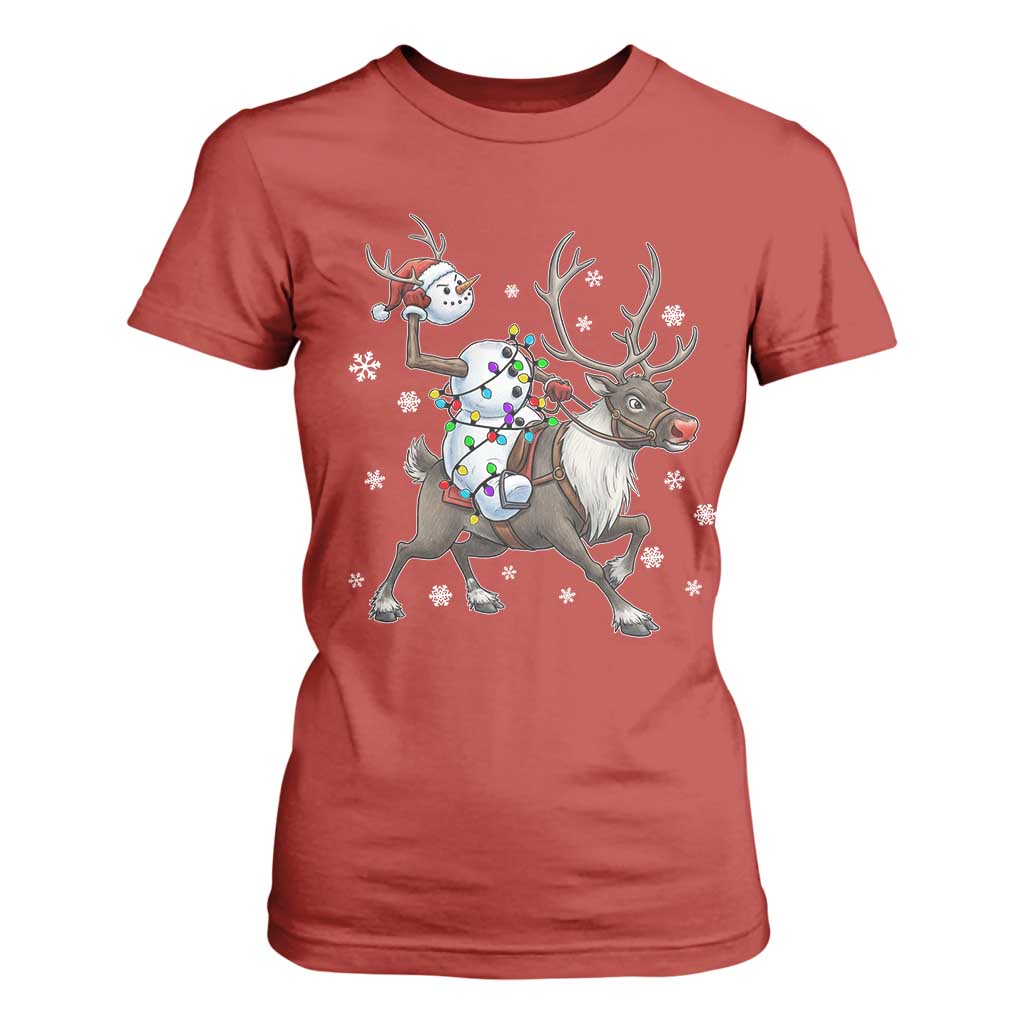Funny Snowman Headless Horseman T Shirt For Women Christmas Halloween Gift TS12 Red Print Your Wear