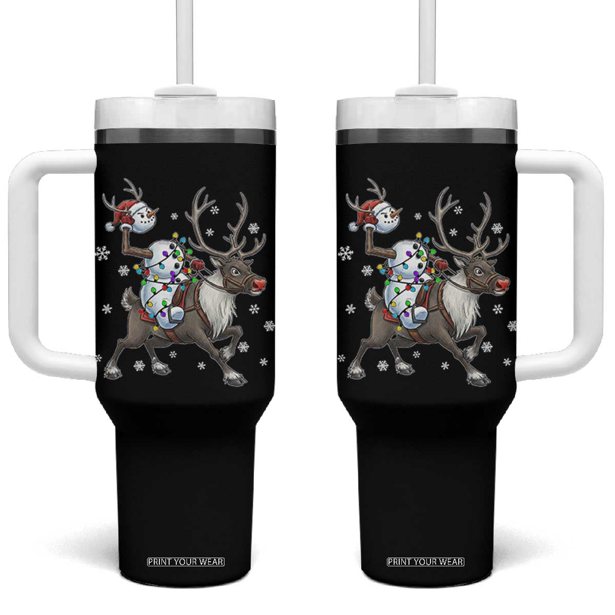 Funny Snowman Headless Horseman Tumbler With Handle Christmas Halloween Gift TS12 One Size: 40 oz Black Print Your Wear