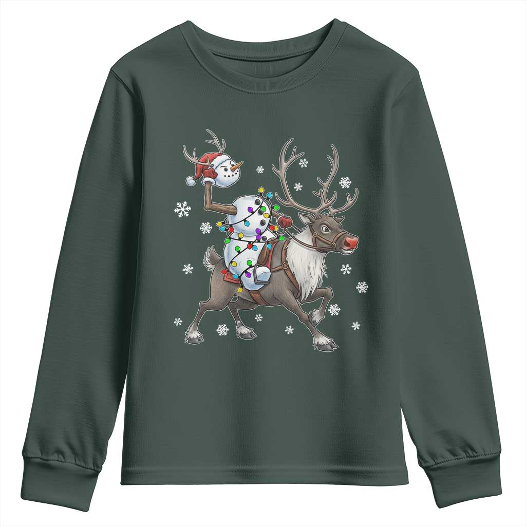 Funny Snowman Headless Horseman Youth Sweatshirt Christmas Halloween Gift TS12 Dark Forest Green Print Your Wear