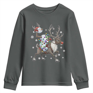 Funny Snowman Headless Horseman Youth Sweatshirt Christmas Halloween Gift TS12 Dark Heather Print Your Wear