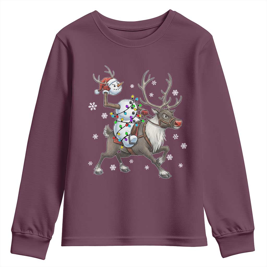 Funny Snowman Headless Horseman Youth Sweatshirt Christmas Halloween Gift TS12 Maroon Print Your Wear