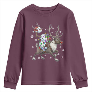 Funny Snowman Headless Horseman Youth Sweatshirt Christmas Halloween Gift TS12 Maroon Print Your Wear