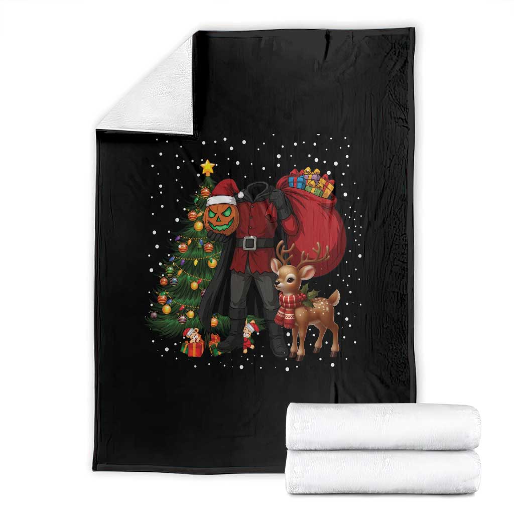 Headless Horseman Santa Throw Blanket Funny Christmas Mashup Gift TS12 Black Print Your Wear