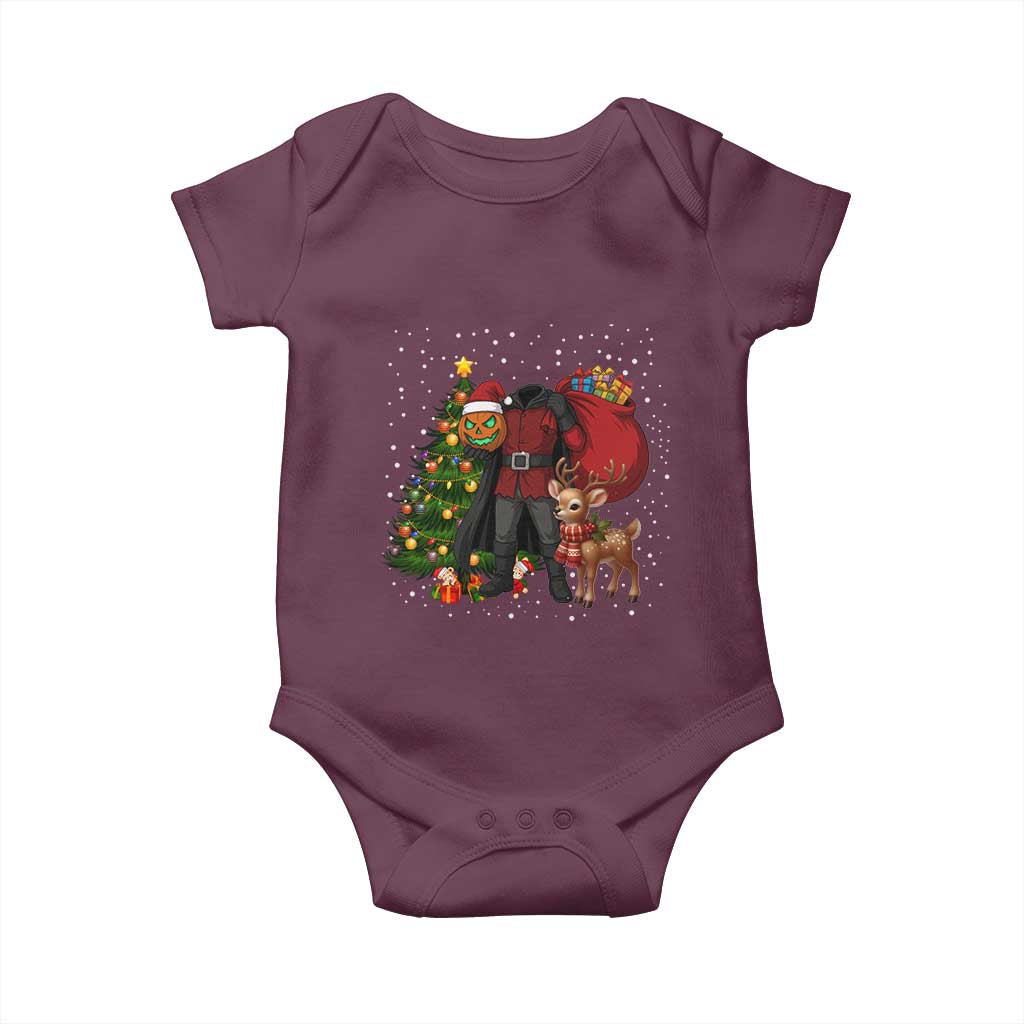 Headless Horseman Santa Baby Onesie Funny Christmas Mashup Gift TS12 Maroon Print Your Wear
