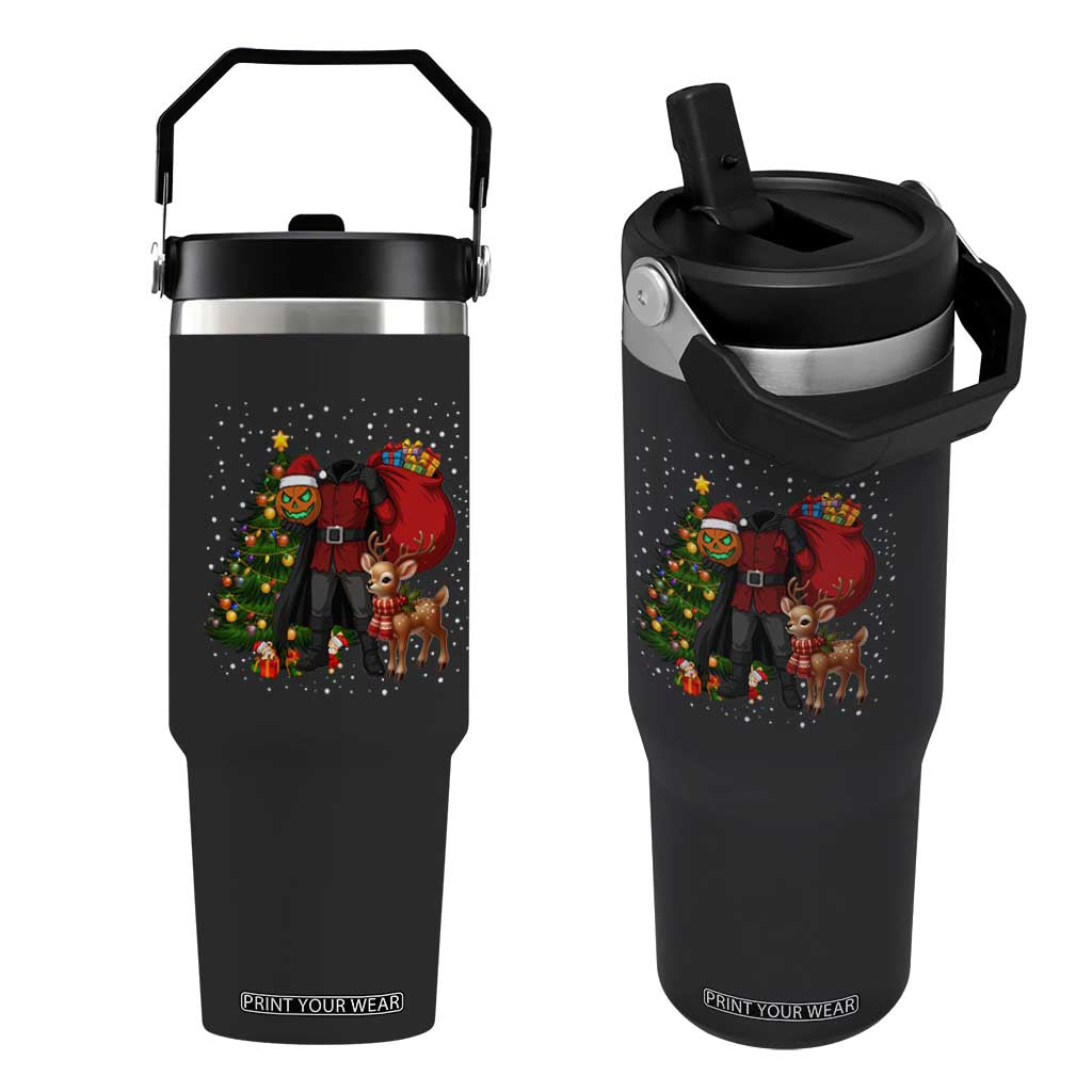 Headless Horseman Santa Flip Straw Tumbler Funny Christmas Mashup Gift TS12 One Size: 30 oz Black Print Your Wear