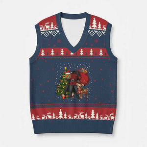 Headless Horseman Santa V-Neck Knit Sweater Vest Funny Xmas Mashup Gift TS12 Navy Red Print Your Wear