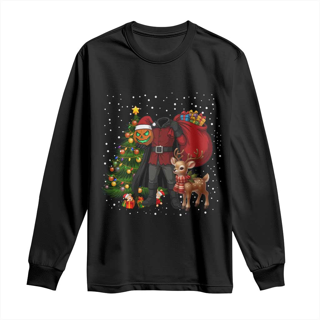 Headless Horseman Santa Long Sleeve Shirt Funny Christmas Mashup Gift TS12 Black Print Your Wear
