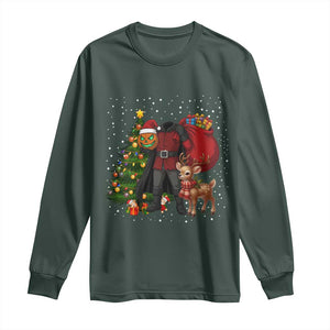 Headless Horseman Santa Long Sleeve Shirt Funny Christmas Mashup Gift TS12 Dark Forest Green Print Your Wear