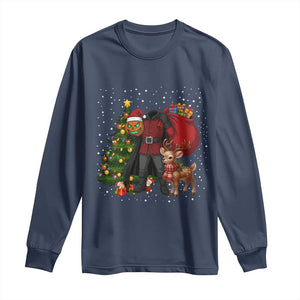 Headless Horseman Santa Long Sleeve Shirt Funny Christmas Mashup Gift TS12 Navy Print Your Wear