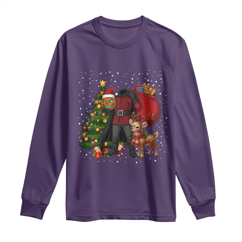 Headless Horseman Santa Long Sleeve Shirt Funny Christmas Mashup Gift TS12 Purple Print Your Wear