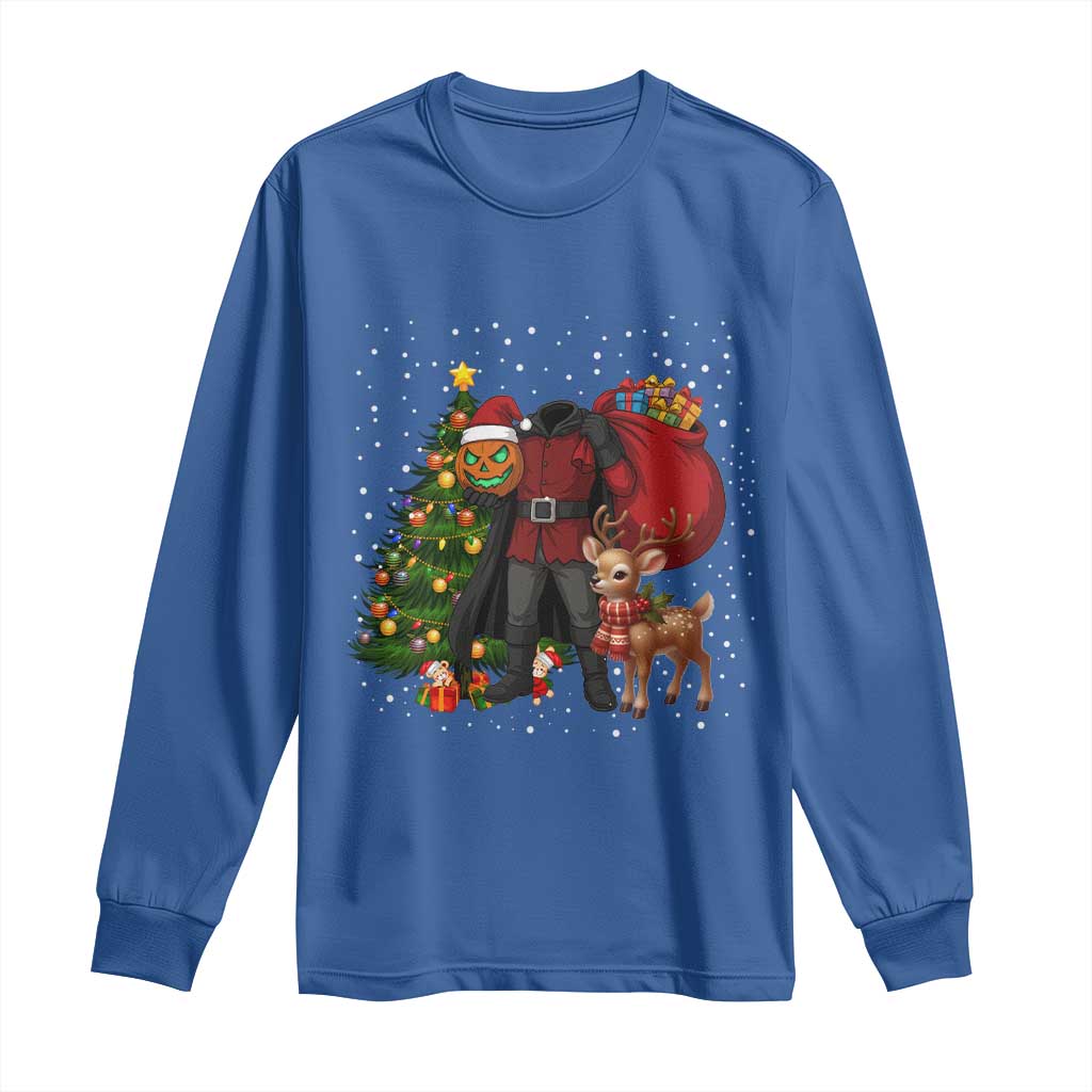 Headless Horseman Santa Long Sleeve Shirt Funny Christmas Mashup Gift TS12 Royal Blue Print Your Wear
