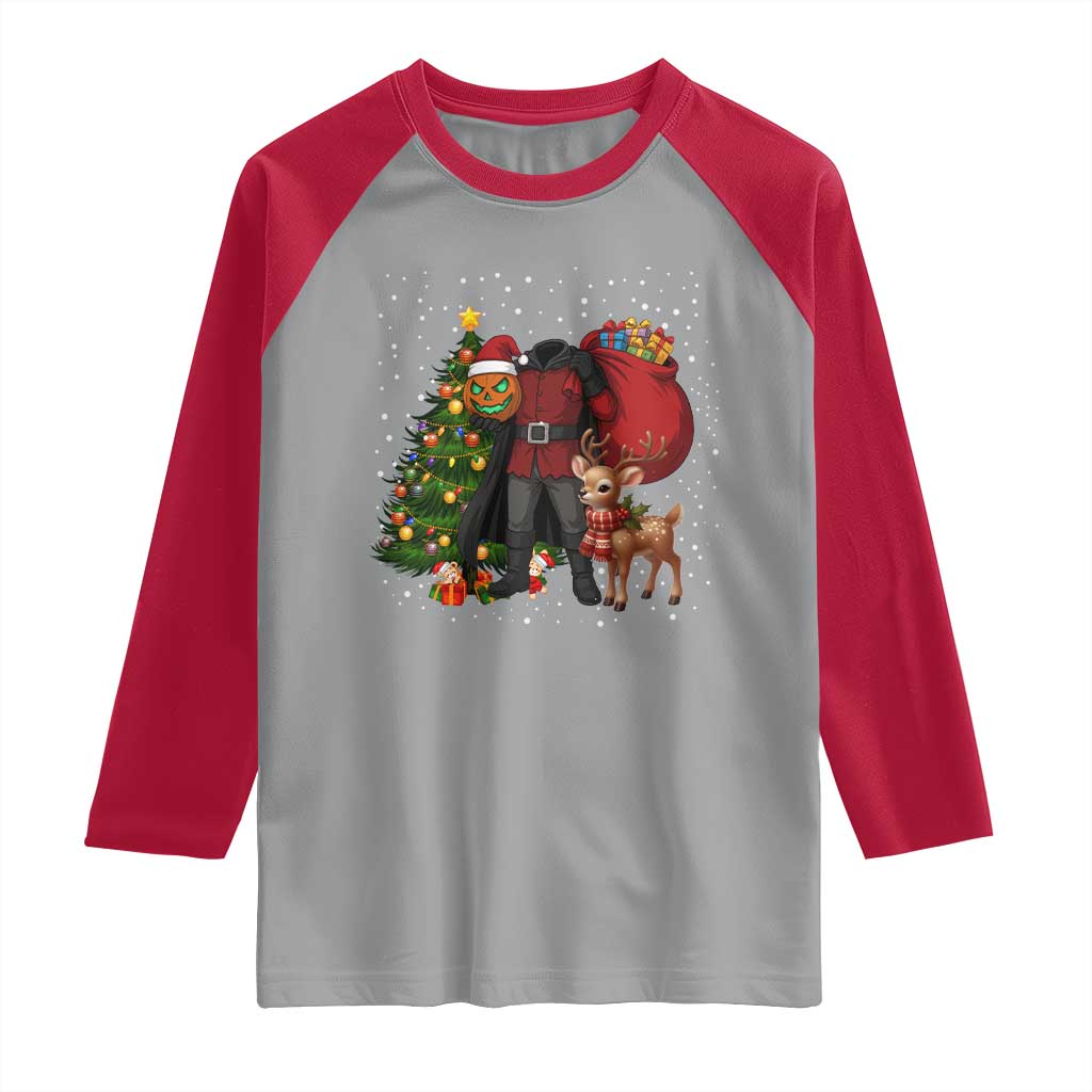 Headless Horseman Santa Raglan Shirt Funny Christmas Mashup Gift TS12 Sport Gray Red Print Your Wear
