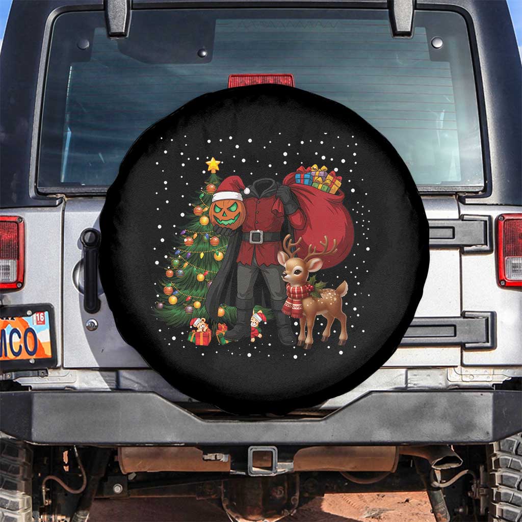 Headless Horseman Santa Spare Tire Cover Funny Christmas Mashup Gift TS12 No hole Black Print Your Wear