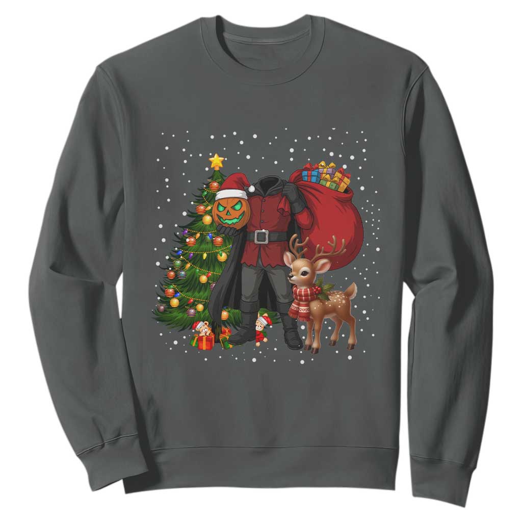 Headless Horseman Santa Sweatshirt Funny Christmas Mashup Gift TS12 Dark Heather Print Your Wear