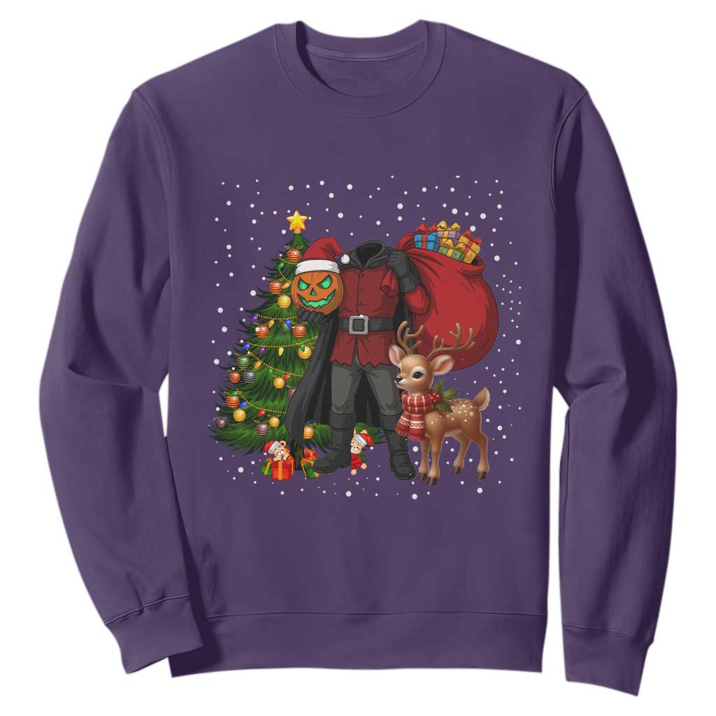 Headless Horseman Santa Sweatshirt Funny Christmas Mashup Gift TS12 Purple Print Your Wear