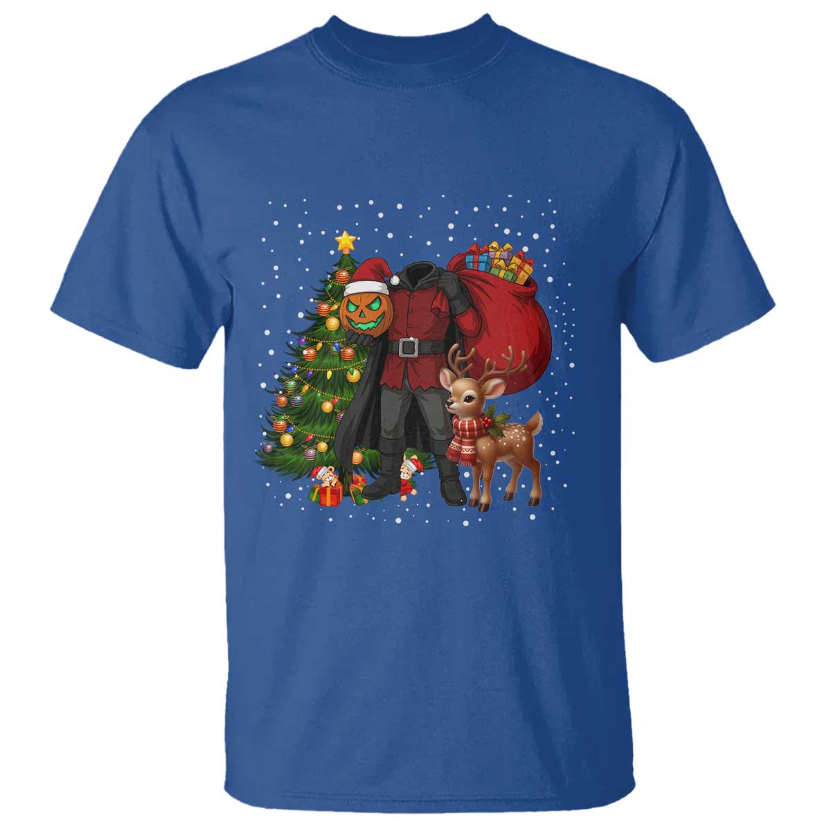 Headless Horseman Santa T Shirt Funny Christmas Mashup Gift TS12 Royal Blue Print Your Wear