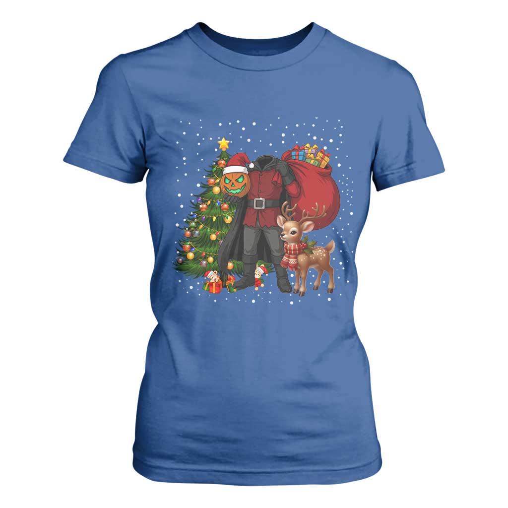 Headless Horseman Santa T Shirt For Women Funny Christmas Mashup Gift TS12 Royal Blue Print Your Wear