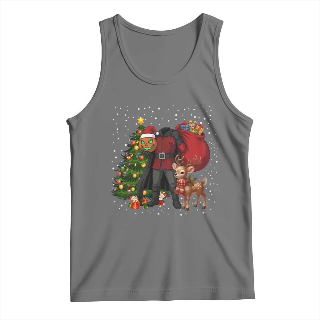 Headless Horseman Santa Tank Top Funny Christmas Mashup Gift TS12 Black Heather Print Your Wear