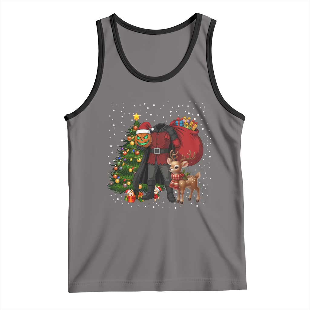 Headless Horseman Santa Tank Top Funny Christmas Mashup Gift TS12 Deep Heather Black Print Your Wear