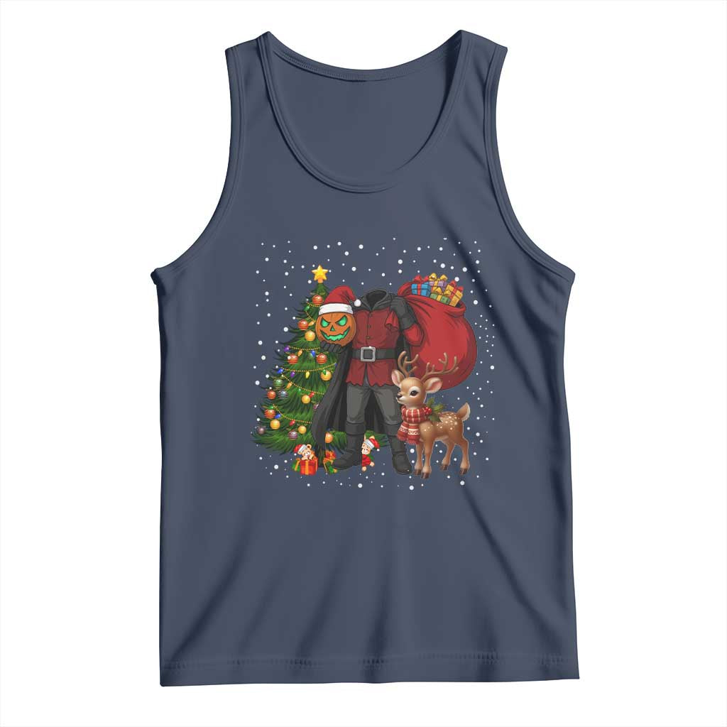 Headless Horseman Santa Tank Top Funny Christmas Mashup Gift TS12 Navy Print Your Wear