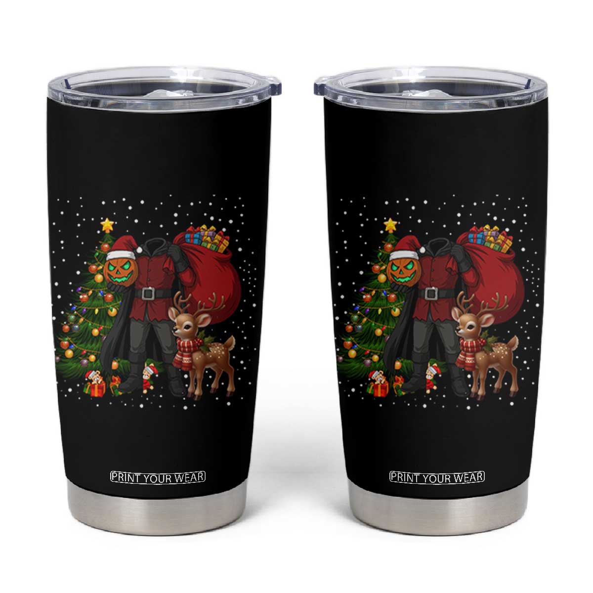 Headless Horseman Santa Tumbler Cup Funny Christmas Mashup Gift TS12 Black Print Your Wear