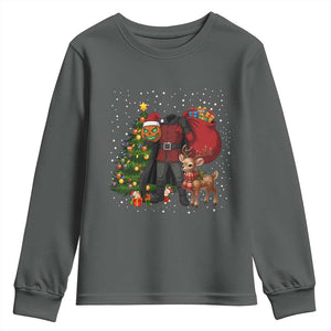 Headless Horseman Santa Youth Sweatshirt Funny Christmas Mashup Gift TS12 Dark Heather Print Your Wear
