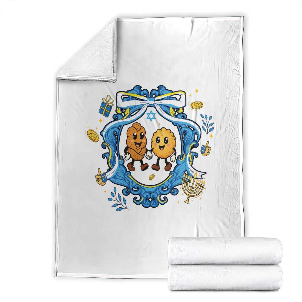 Funny Hanukkah Throw Blanket Challah And Latke Cute Food Lover Gift TS12 White Print Your Wear