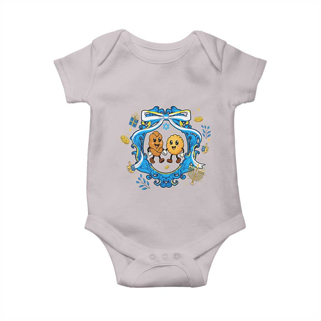 Funny Hanukkah Baby Onesie Challah And Latke Cute Food Lover Gift TS12 Ice Gray Print Your Wear