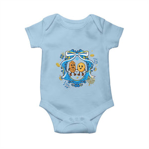 Funny Hanukkah Baby Onesie Challah And Latke Cute Food Lover Gift TS12 Light Blue Print Your Wear