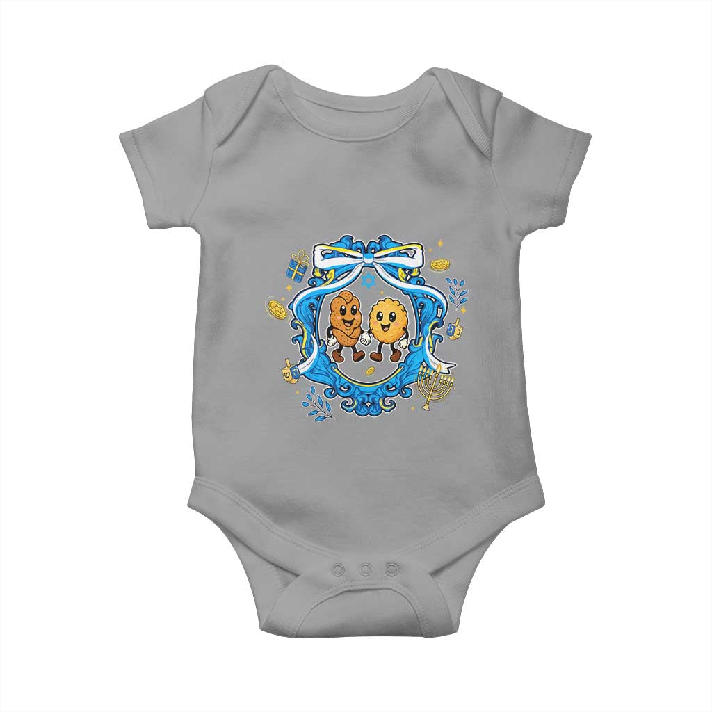 Funny Hanukkah Baby Onesie Challah And Latke Cute Food Lover Gift TS12 Sport Gray Print Your Wear