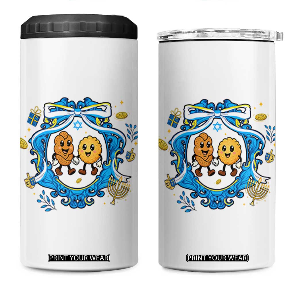 Funny Hanukkah 4 in 1 Can Cooler Tumbler Challah And Latke Cute Food Lover Gift TS12 One Size: 16 oz White Print Your Wear