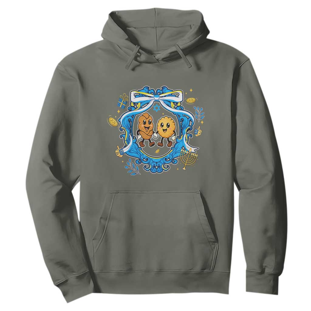 Funny Hanukkah Hoodie Challah And Latke Cute Food Lover Gift TS12 Military Green Print Your Wear