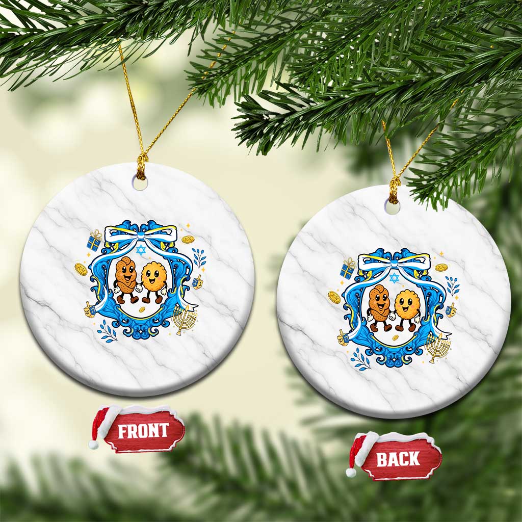 Funny Hanukkah Ceramic Ornament Challah And Latke Cute Food Lover Gift TS12 1pc White Marble Print Your Wear