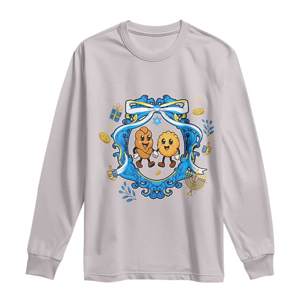 Funny Hanukkah Long Sleeve Shirt Challah And Latke Cute Food Lover Gift TS12 Ice Gray Print Your Wear