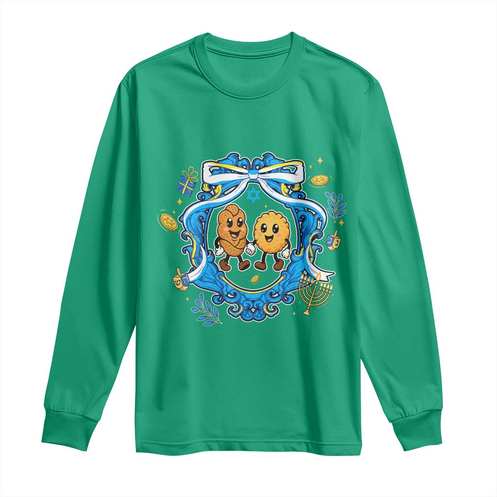 Funny Hanukkah Long Sleeve Shirt Challah And Latke Cute Food Lover Gift TS12 Irish Green Print Your Wear