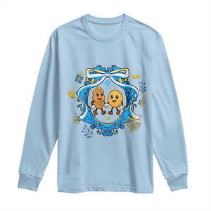 Funny Hanukkah Long Sleeve Shirt Challah And Latke Cute Food Lover Gift TS12 Light Blue Print Your Wear