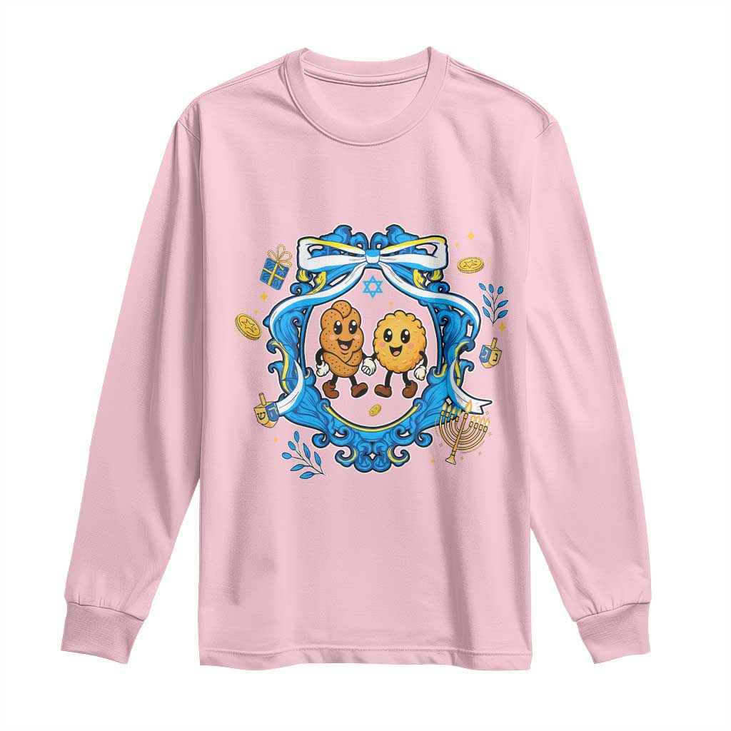 Funny Hanukkah Long Sleeve Shirt Challah And Latke Cute Food Lover Gift TS12 Light Pink Print Your Wear