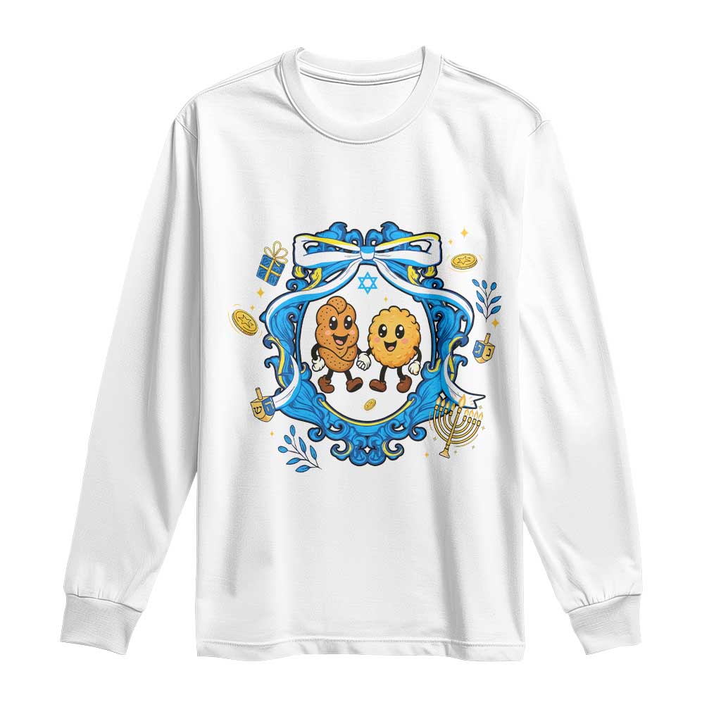 Funny Hanukkah Long Sleeve Shirt Challah And Latke Cute Food Lover Gift TS12 White Print Your Wear