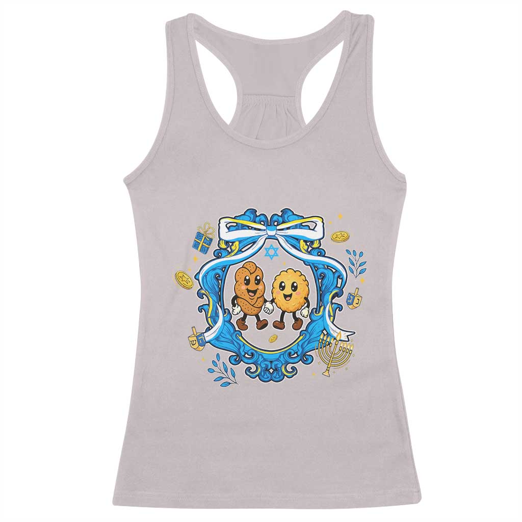 Funny Hanukkah Racerback Tank Top Challah And Latke Cute Food Lover Gift TS12 Ice Gray Print Your Wear