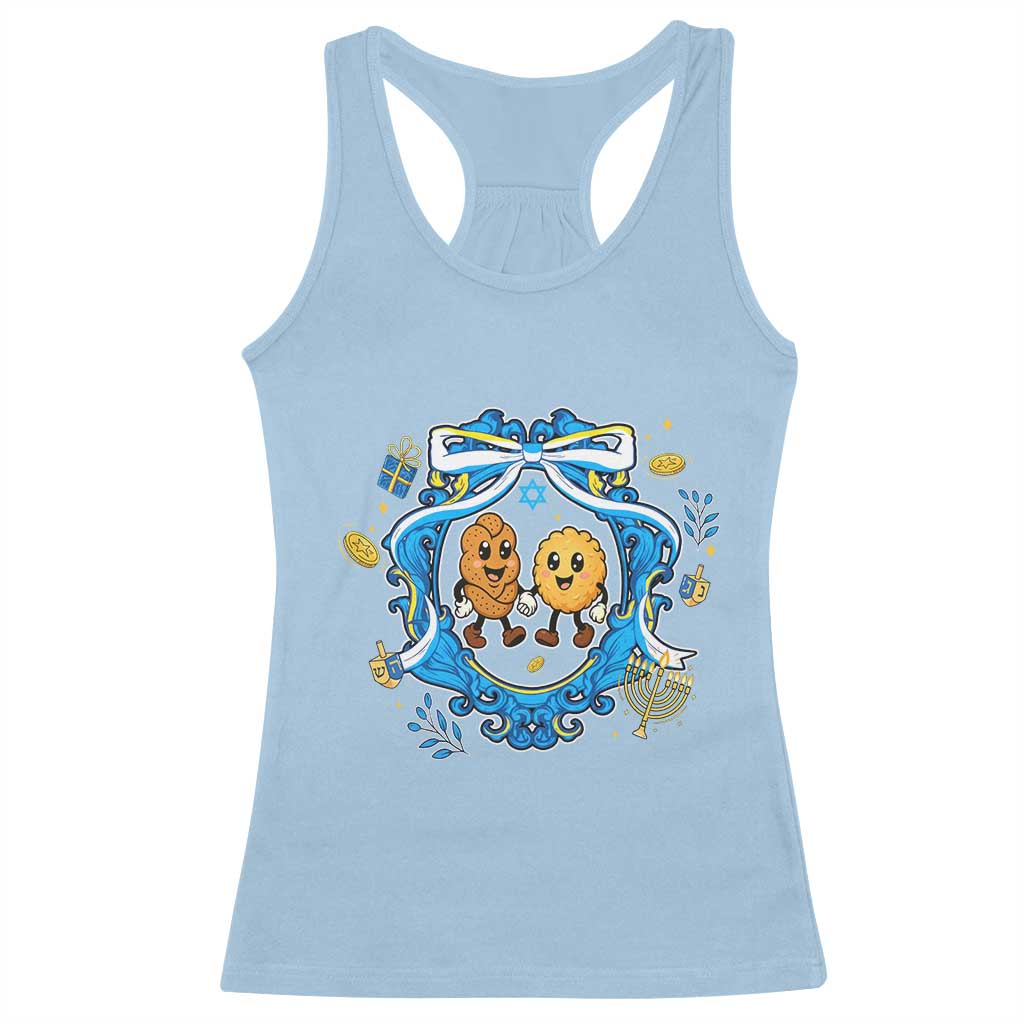 Funny Hanukkah Racerback Tank Top Challah And Latke Cute Food Lover Gift TS12 Light Blue Print Your Wear